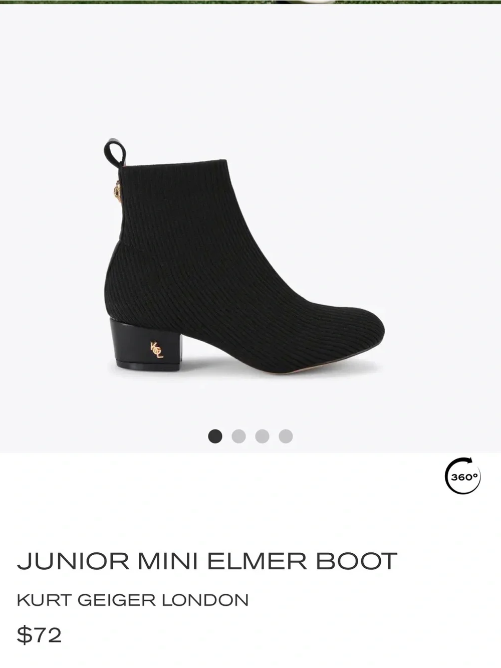 Kurt Geiger Black Knit Ankle Boot with Gold Logo Heel